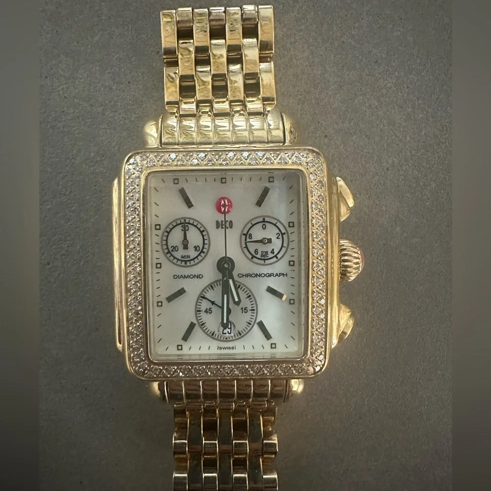 Michele Deco 18k Gold Diamond Watch